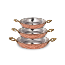 bazaarcopper Bakır Acemli Tava 3'lü Takım 1,2,3 No Makine Dövme Kırmızı bazaarcopper7610-1