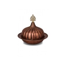 bazaarcopper Bakır Paşaçadırı Yuvarlak Sunum Tabağı 30 Cm El Dövme Oksit bazaarcopper9058-3
