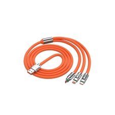 Süper Hızlı 120w Turbo Ve Hızlı Şarj Destekli 3in1 Çelik Uçlu Çoklu Şarj Kablosu
