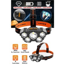 5 Led Ultra Güçlü Bisiklet Motorsiklet Avcı Balıkçı Kamp Çadır Tamirci Şarjlı Kafa Lambası El Feneri