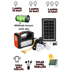 AT-9011 DAT Güneş Enerjisi Aydınlatma Kiti - Şarj Edilebilir Çok Amaçlı Acil Durum Işığı bağ evi köy