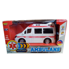Ambulans 112 Acil Servis Minibüs Işıklı Sesli Fonk Erkek Eğitici Oyuncak Ses Efekti Oyuncak Araba