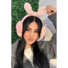 Pembe Renk Kulak Figürlü Peluş Kulaklık