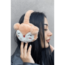 Somon Renk Ayıcık Figürlü Peluş Kulaklık