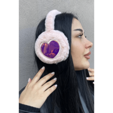Pembe Renk Kalp Figürlü Peluş Kulaklık