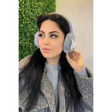 Gri Renk Kuğu Detaylı Peluş Kulaklık