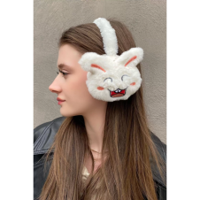 Beyaz Renk Tavşan Detaylı Peluş Kulaklık