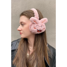 Pudra Renk Tavşan Detaylı Peluş Kulaklık