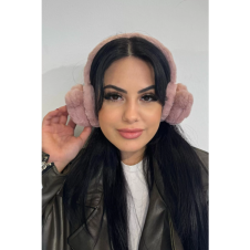 Kapalı Pembe Renk Ayıcık Figürlü Peluş Kulaklık