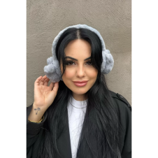 Gri Renk Ayıcık Figürlü Peluş Kulaklık