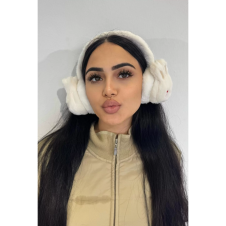 Beyaz Renk Tavşan Figürlü Peluş Kulaklık