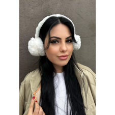 Beyaz Renk Tilki Figürlü Peluş Kulaklık