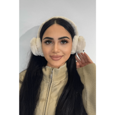 Krem Renk Tilki Figürlü Peluş Kulaklık