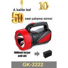 50 saat çalışma süreli 8000mah el feneri projektör