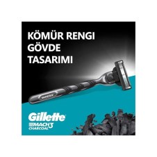 Gillette Mach3 Charcoal Tıraş Makinesi + 5 Adet Yedek Tıraş Bıçağı
