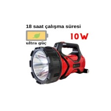 ULTRA GÜÇLÜ UZUN MESAFELİ 18 SAAT ÇALIŞMA 10W LEDLİ PRPJEKTÖR EL FENERİ
