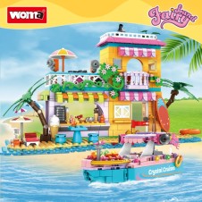 8 Yaş ve Üzeri Kızlar İçin Su Parkı Meyve Dükkanı Oyuncak Yapı Blokları  Seti Sahil Villası, Kendin Yap Plaj-Dükkan-Yat Yapı Blokları Doğum Günü Hediye Seti – WOMA TOY C0242 PCS:856:PARÇA