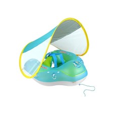 Bebek yüzme yüzüğü, havuz için bebek yüzme havuzu şamandıra, şişme mat bebek boyun yüzme halkası, çıkarılabilir güneşlik, 6-22 aylık yaş için