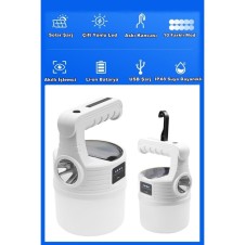 P-300w 10modlu Güneş Enerjili Solar Aydınlatma Kamp Çadır Lambası Ampül Led Şarjlı Işıldak El Fener 3 adet