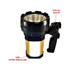 Yopigo 8100-YP 25W Ultra Güçlü Şarjlı El Feneri Projektör (Sos + Powerbank + USB Çıkış + Yan Aydınlatma)