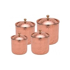 bazaarcopper Bakır Safran Baharatlık 4'lü Takım El Dövme Kırmızı bazaarcopper0005-1