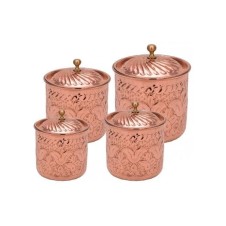 bazaarcopper Bakır Safran Baharatlık 4'lü Takım El İşleme Kırmızı bazaarcopper0010-1