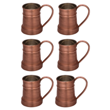 bazaarcopper Bakır Debito Bardak Düz 600 Ml 6lı Takım Oksit bazaarcopper0455-63