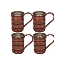 bazaarcopper Bakır İskoç Bardak Düz 380 Ml 4lü Takım Oksit bazaarcopper0489-43