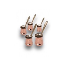 bazaarcopper Bakır Sultan Cezve 5'li Takım İnce Pirinç Kulp Makine Dövme Kırmızı bazaarcopper1205-1