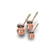 bazaarcopper Bakır Eylül Cezve 3'lü Takım Makine Dövme Kırmızı bazaarcopper1256-1