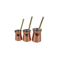 bazaarcopper Bakır Moda Cezve 3lü Takım Düz Kırmızı bazaarcopper1268-1