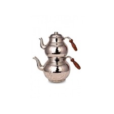 bazaarcopper Bakır Klasik Çaydanlık 3 No İnce El Dövme Nikel bazaarcopper1955-2