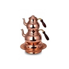 bazaarcopper Bakır Klasik Çaydanlık Isıtıcılı Takım 2 No Kalın El Dövme Kırmızı bazaarcopper1956-1