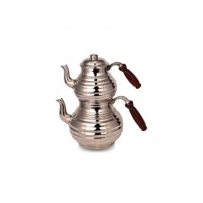 bazaarcopper Bakır Dilimli Çaydanlık 2 No Kalın El Dövme Nikel bazaarcopper1958-2