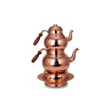 bazaarcopper Bakır Klasik Çaydanlık 3 No Isıtıcılı Takım El Dövme Kırmızı bazaarcopper1973-1