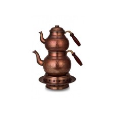 bazaarcopper Bakır Klasik Çaydanlık 3 No Isıtıcılı Takım El Dövme Oksit bazaarcopper1973-3