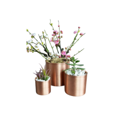 bazaarcopper Bakır Bahar Saksı 3'lü Takım Düz Skoç bazaarcopper2567-4