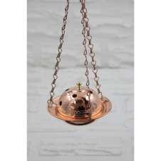 bazaarcopper Bakır Cadı Kazanı Askılı Zincirli Tütsülük & Buhurdanlık Kırmızı