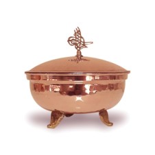 bazaarcopper Bakır Defne Şekerlik 14 Cm El Dövme Kırmızı bazaarcopper5766-1