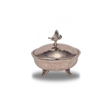 bazaarcopper Bakır Defne Şekerlik 14 Cm El Dövme Nikel bazaarcopper5766-2