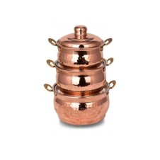bazaarcopper Bakır Mini Güveç Şekerlik 3'lü Takım El Dövme Kırmızı bazaarcopper5848-1