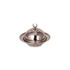 bazaarcopper Bakır Saka Yuvarlak Lokumluk 9 Cm El Dövme Nikel bazaarcopper5852-2