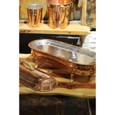 bazaarcopper Bakır Ayaklı Közlü Sunum Kebaplık Kapaklı 120 Cm Kırmızı